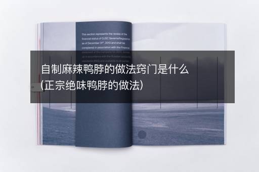 自制麻辣鸭脖的做法窍门是什么(正宗绝味鸭脖的做法)