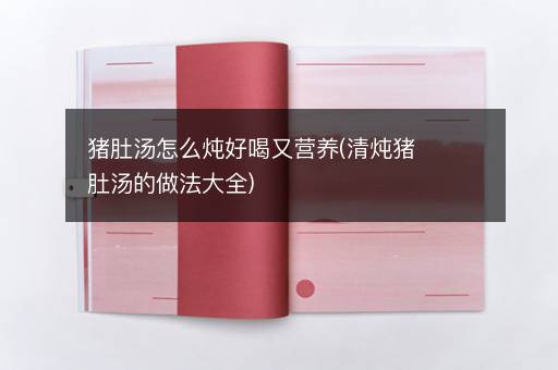 猪肚汤怎么炖好喝又营养(清炖猪肚汤的做法大全)
